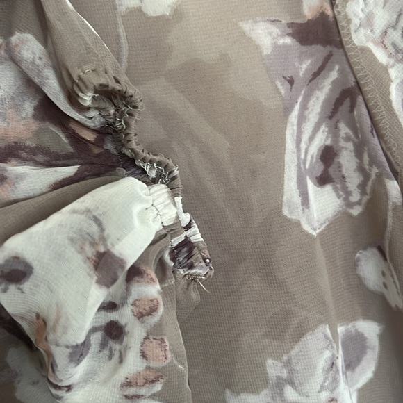 ALTAR’D State Taupe Gray Peplum Ruffle Top mesh nude sheer - Picture 6 of 6